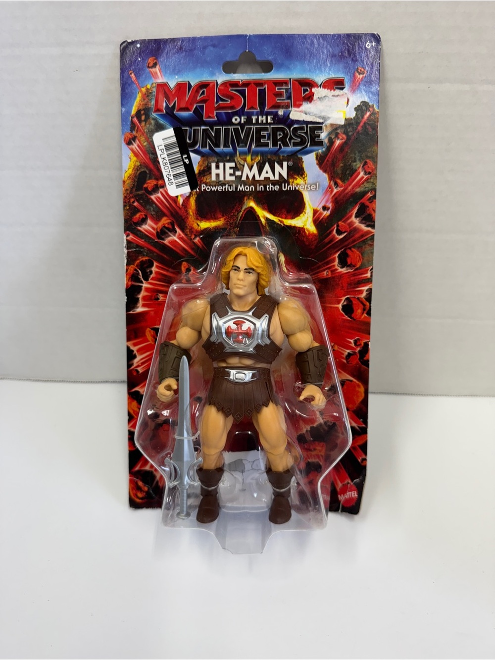 MOTU Origins He-Man Action Figure 2026 Mattel Toy. Box has a few callouts.
